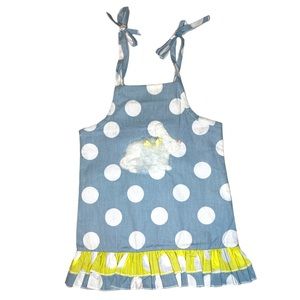 Mudpie Baby Blue White Polka Dot Bunny Easter Pinafore Jumper Dress Size 2T/3T